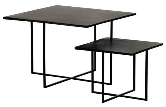 Hoorns Set dvou tmavě hnědých kovových konferenčních stolků Huet 44 x 44 / 71 x 71 cm