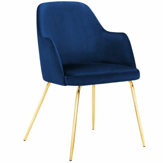 Královsky modrá sametová jídelní židle MICADONI CHAYA