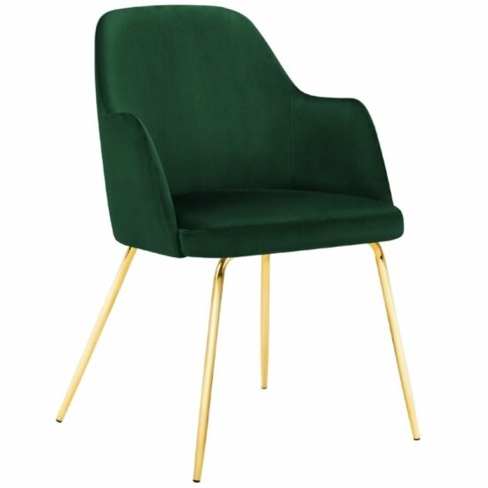 Tmavě zelená sametová jídelní židle MICADONI CHAYA