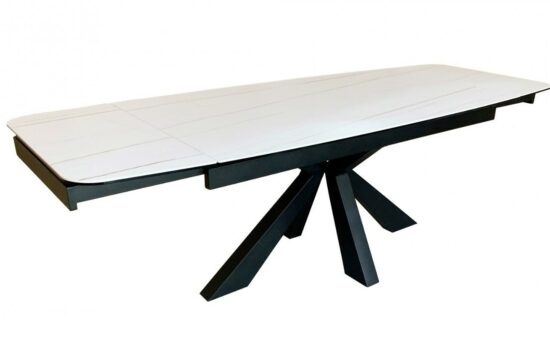 Bílý skleněný rozkládací jídelní stůl Miotto Moena 160/200/240 x 76 cm