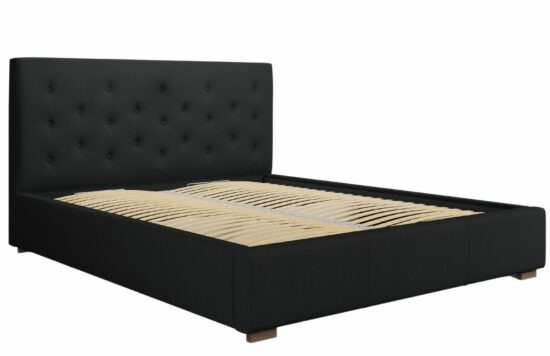Černá látková postel MICADONI SERI 180 x 200 cm