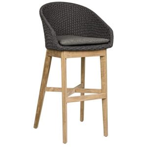 Černá pletená zahradní barová židle Bizzotto Crochela 110 cm