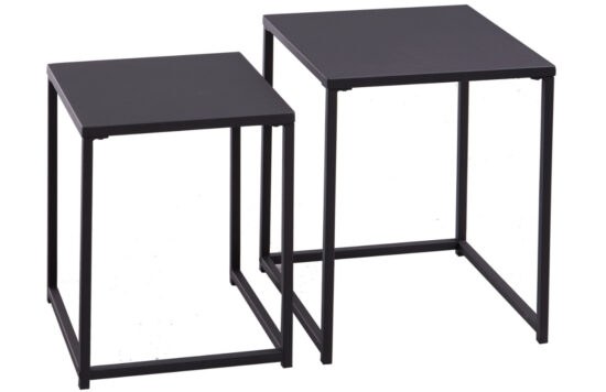 Moebel Living Set dvou černých kovových odkládacích stolků Durma 40/35 x 40/30 cm