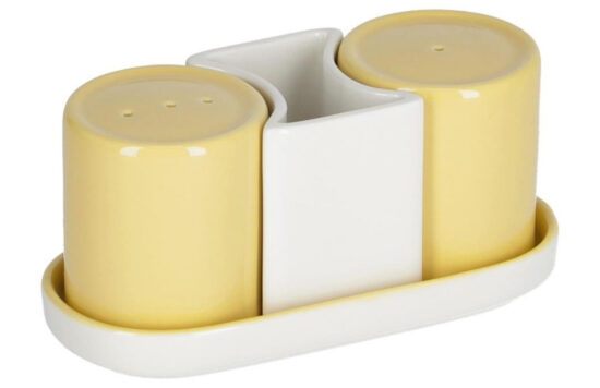 Žlutá porcelánová sada slánky a pepřenky Kave Home Midori