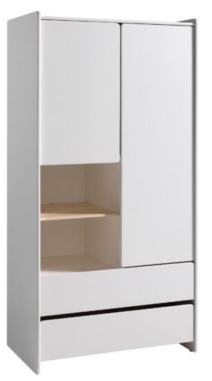 Bílá dřevěná šatní skříň Vipack Kiddy 90 x 55 cm