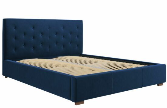 Královsky modrá sametová postel MICADONI SERI 160 x 200 cm
