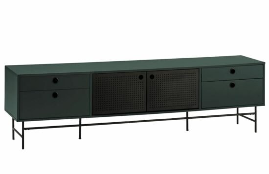 Tmavě zelený lakovaný TV stolek Teulat Punto 180 x 40 cm