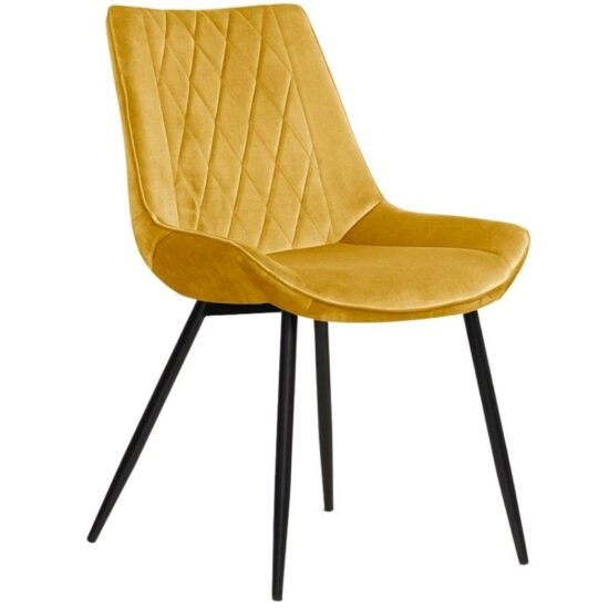 Concept design Medově žlutá sametová jídelní židle Calista