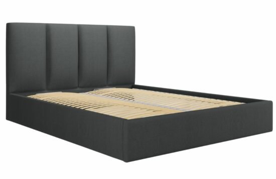 Šedá látková dvoulůžková postel MICADONI Pyla 180 x 200 cm s úložným prostorem