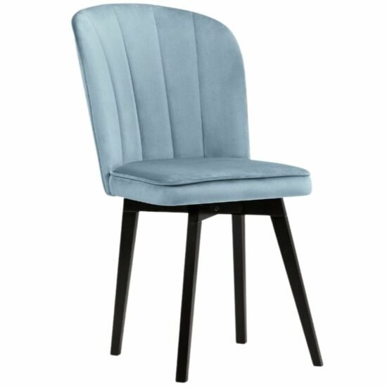 Světle modrá sametová jídelní židle MICADONI SKARN