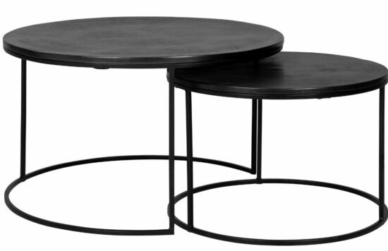 Černý kovový set dvou konferenčních stolků Richmond Bolder 60/80 cm