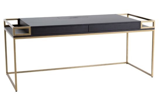 Nordic Design Černo zlatý lakovaný pracovní stůl Hugo 180 x 78 cm