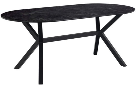 Scandi Černý mramorový oválný jídelní stůl Lestrad 180 x 90 cm