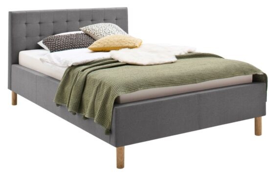Šedá látková postel Meise Möbel Malin 140 x 200 cm