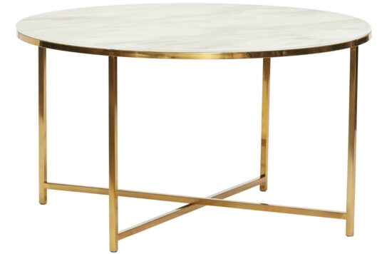 Bílo zlatý kovový konferenční stolek Hübsch Harlan 80 cm
