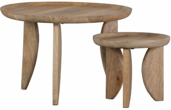 Hoorns Set dvou mangových odkládacích stolků Nataj 40/70 cm