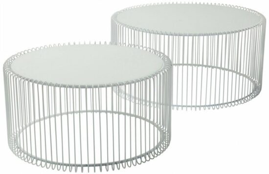 Kare Design Set dvou bílých kovových konferenčních stolků Wire 69