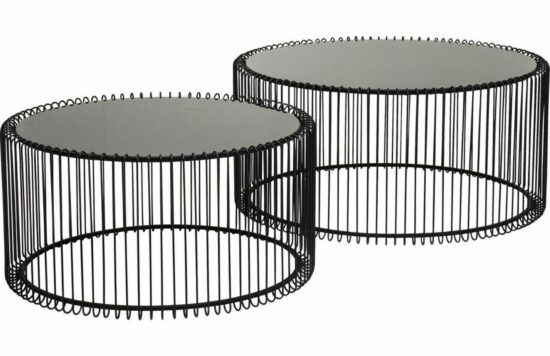 Kare Design Set dvou černých kovových konferenčních stolků Wire 69