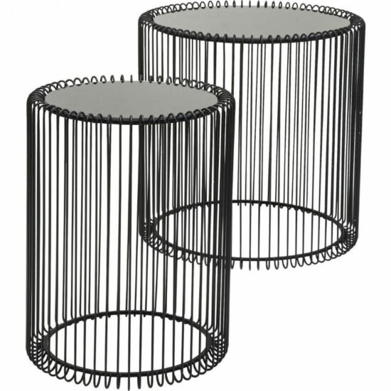 Kare Design Set dvou černých kovových odkládacích stolků Wire 44/32