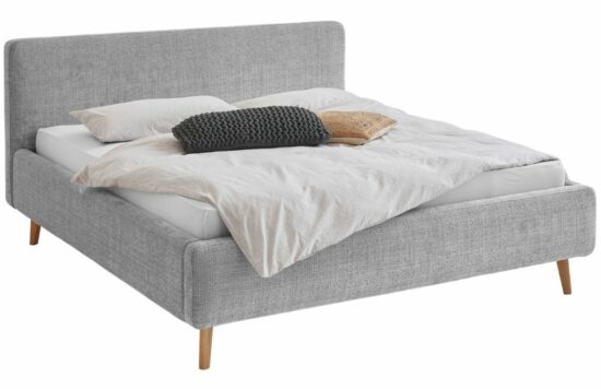 Šedá látková dvoulůžková postel Meise Möbel Mattis 140 x 200 cm s úložným prostorem