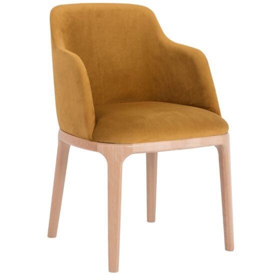 Nordic Design Žlutá sametová jídelní židle Lola s područkami