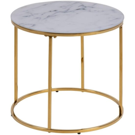 Scandi Bílo-zlatý skleněný konferenční stolek Morgan 50 cm