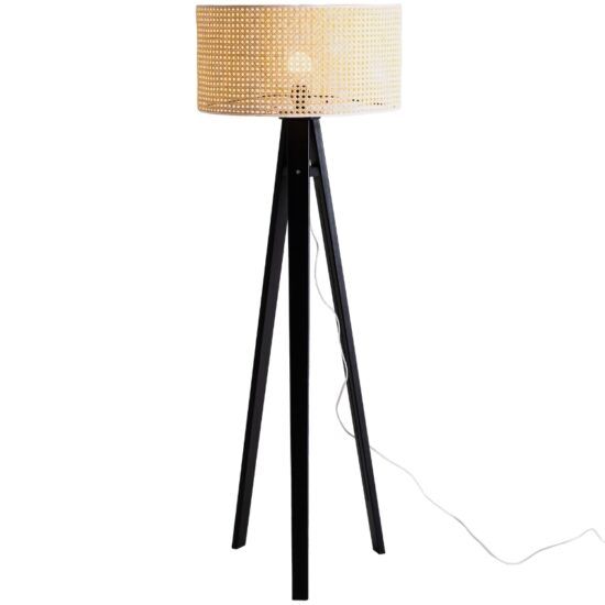 Nordic Design Ratanová stojací lampa Floki 141 cm s černou podstavou