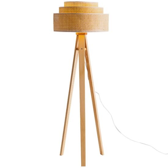 Nordic Design Ratanová stojací lampa Floki 3R 147 cm s přírodní podstavou