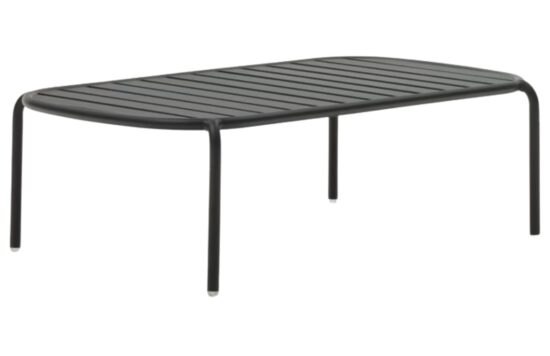 Tmavě šedý kovový zahradní konferenční stolek Kave Home Joncols 113 x 62 cm