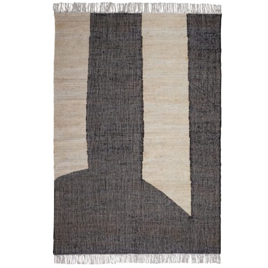 Hoorns Béžovo-černý jutový koberec Sali 200 x 300 cm