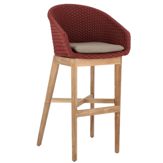 Červeno-béžová pletená zahradní barová židle Bizzotto Coachella 110 cm