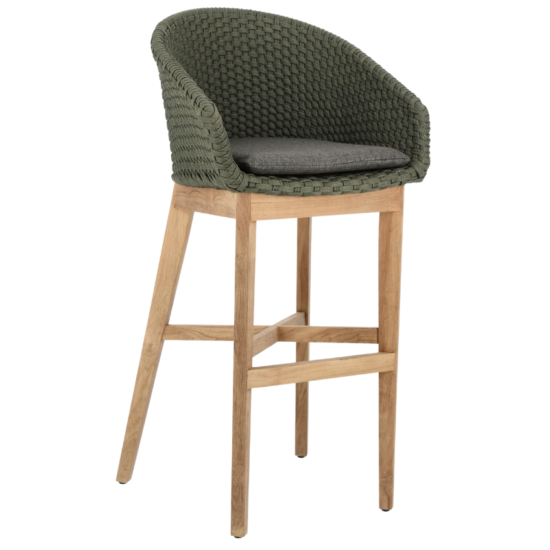 Zeleno-šedá pletená zahradní barová židle Bizzotto Coachella 110 cm