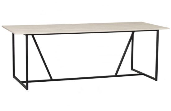 Hoorns Světle šedý dřevěný jídelní stůl Frax 220 x 90 cm