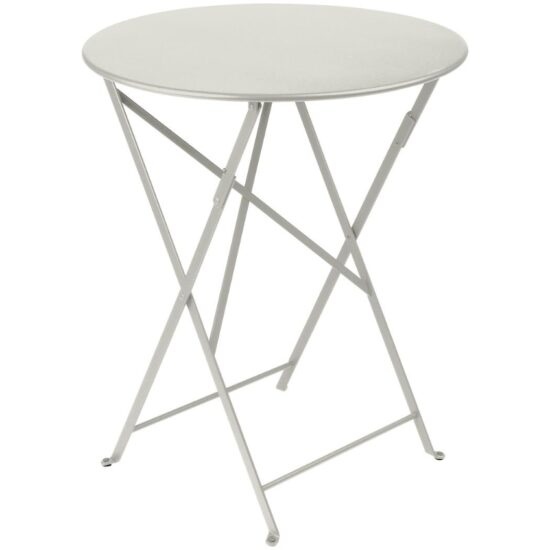 Světle šedý kovový skládací stůl Fermob Bistro Ø 60 cm