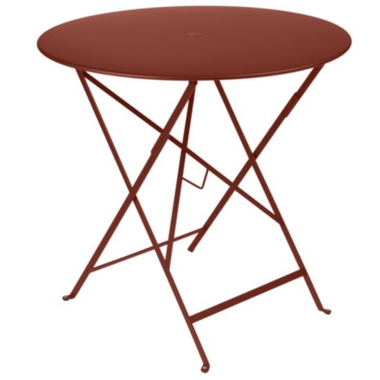 Zemitě červený kovový skládací stůl Fermob Bistro Ø 77 cm