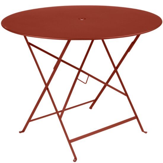 Okrově červený kovový skládací stůl Fermob Bistro Ø 96 cm