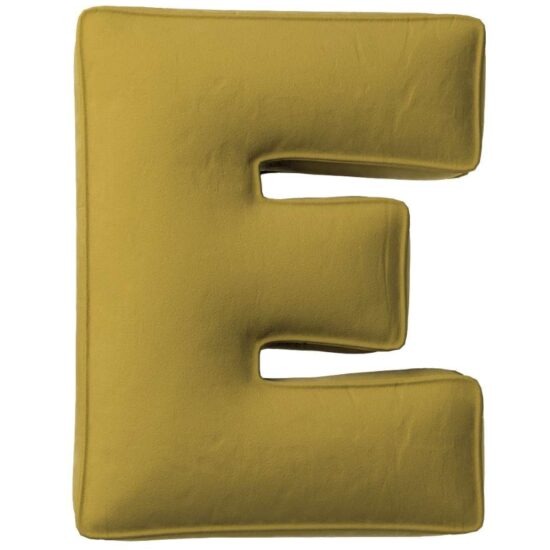 Yellow Tipi Olivově zelený sametový polštář písmeno E 40 cm