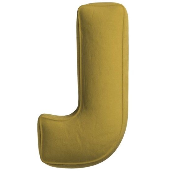 Yellow Tipi Olivově zelený sametový polštář písmeno J 40 cm