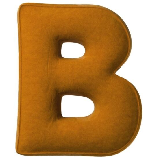 Yellow Tipi Cihlově oranžový sametový polštář písmeno B 40 cm