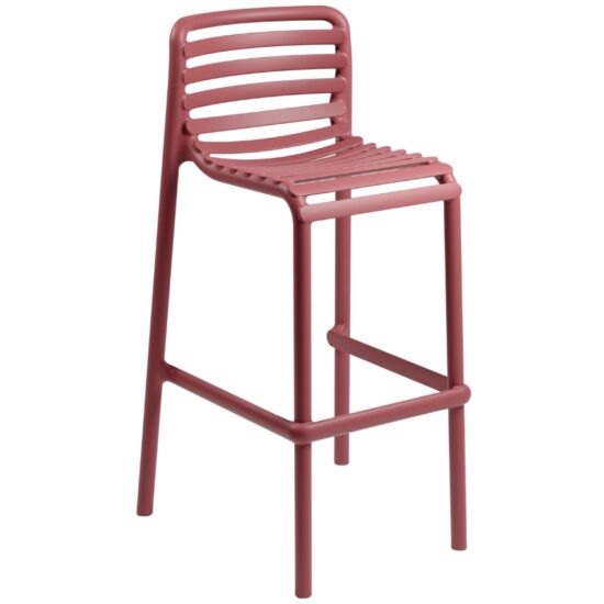 Nardi Červená plastová zahradní barová židle Doga 75 cm