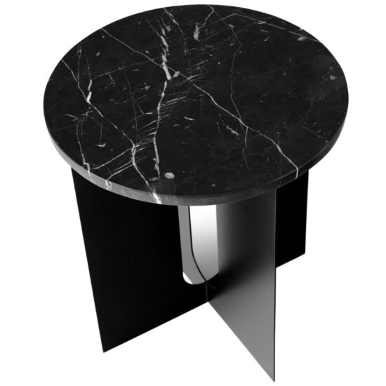 Audo Copenhagen Černý kovový odkládací stolek AUDO ANDROGYNE 40 cm s mramorovou deskou