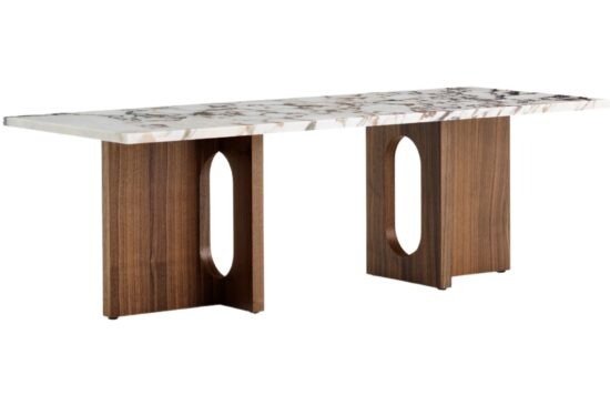 Audo Copenhagen Ořechový konferenční stolek AUDO ANDROGYNE s mramorovou deskou 120 x 45 cm