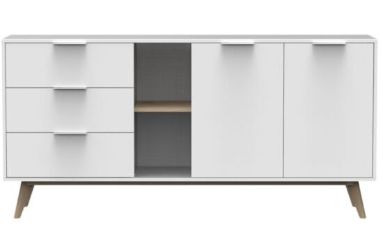Bílá lakovaná komoda Marckeric Campus 165 x 40 cm