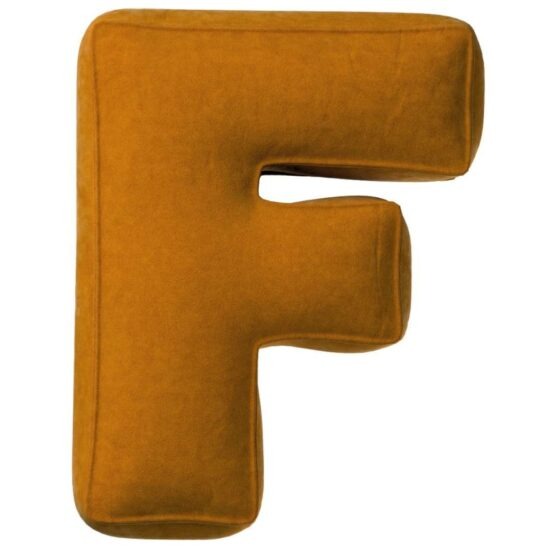 Yellow Tipi Cihlově oranžový sametový polštář písmeno F 40 cm