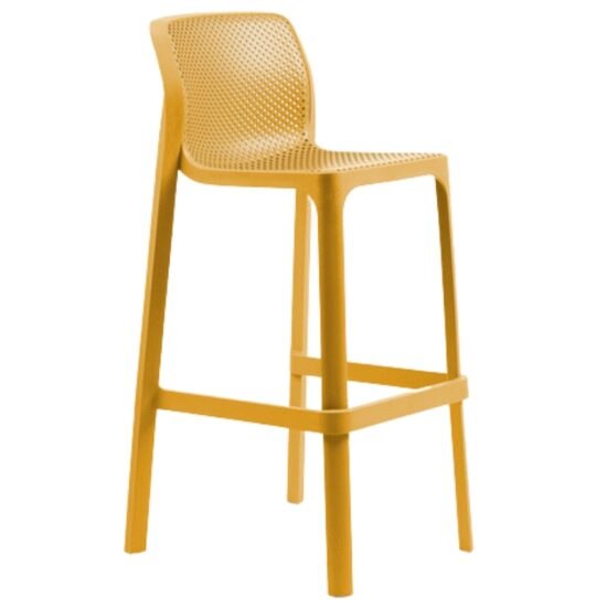 Nardi Hořčicově žlutá plastová zahradní barová židle Net 76 cm