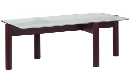 Noo.ma Skleněný konferenční stolek Kob s fialovou podnoží 116 x 61 cm